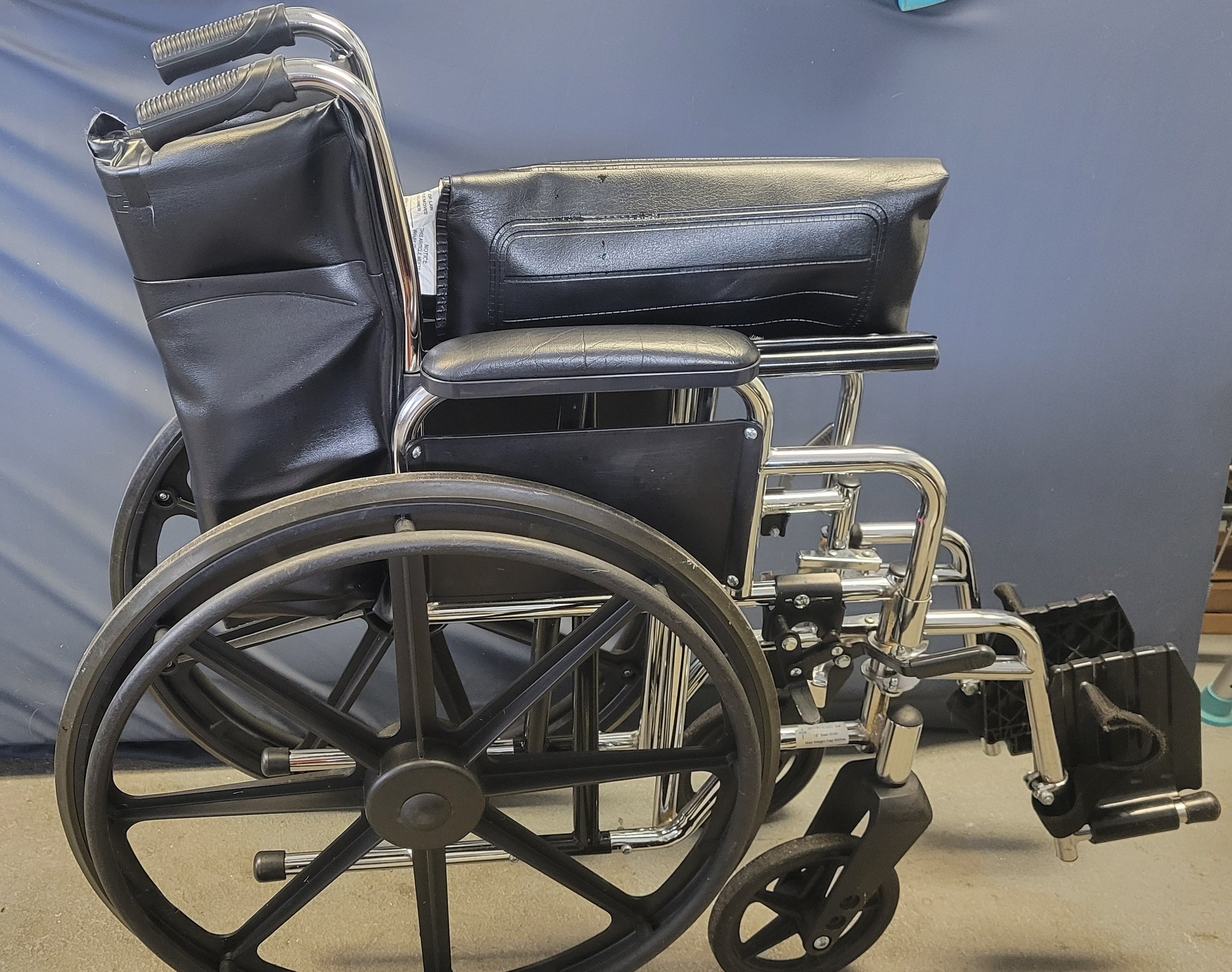 Standard Wheelchair, 18  W x 16 D, removable foot arm rests