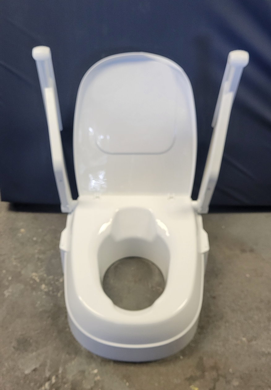 Raised Toilet Seat by Drive, with lid and raised arms, height adjustable 6 inch base height